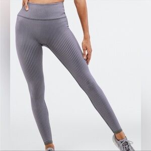 FABLETICS High-Waisted Seamless Rib Legging Large Purple Gray